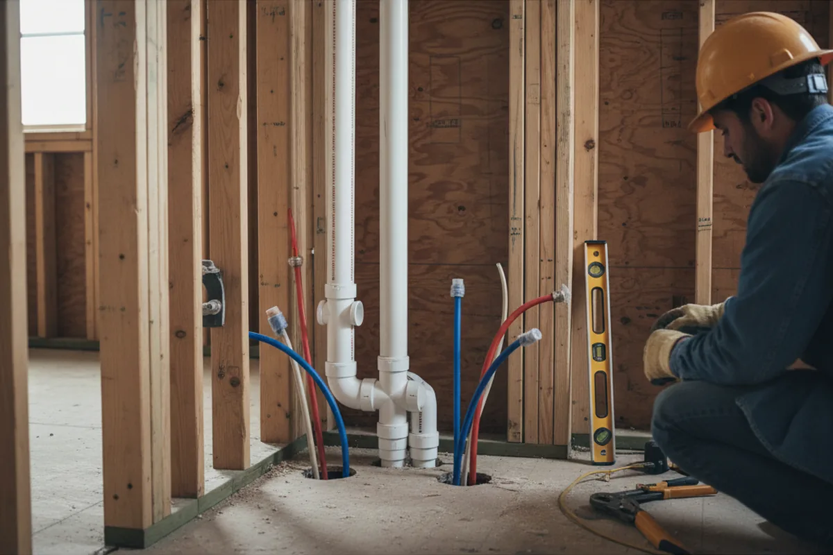 Drain and supply rough-in during Leak Detection in Lacygne